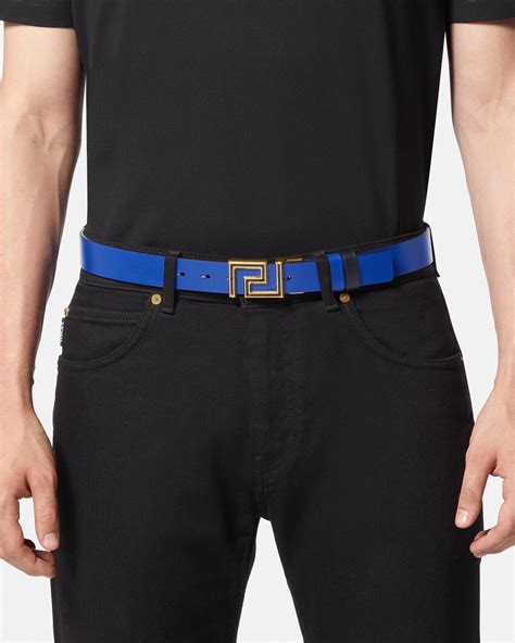 versace greek key leather belt|Shop Versace Greca Reversible Leather Belt .